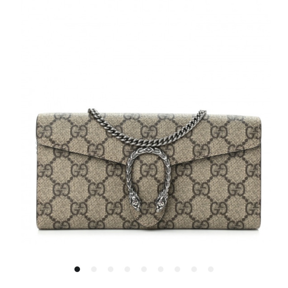 Gucci GG Supreme Monogram Wallet Chain Clutch NEW